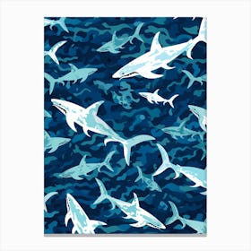  A Repeat Shark Pattern Vibrant Paint Splash 1 Canvas Print
