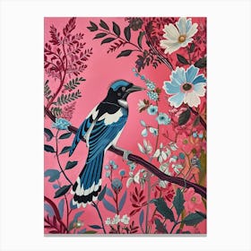 Floral Animal Painting Magpie 4 Canvas Print