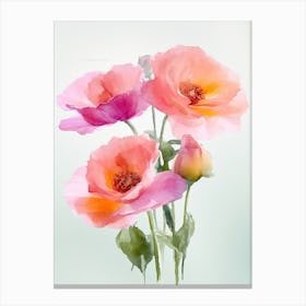 Roses Flowers Acrylic Painting In Pastel Colours 10 Canvas Print