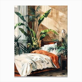 Tropical Bedroom illustration Canvas Print