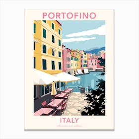 Portofino, Italy, Flat Pastels Tones Illustration 1 Poster Canvas Print