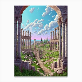 Perge Ancient City Pixel Art 3 Canvas Print