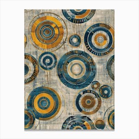 Circles In Blue And Gold 1 Canvas Print