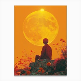 Moon And Flowers Canvas Print