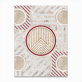 Geometric Abstract Glyph in Festive Gold Silver and Red n.0053 Canvas Print