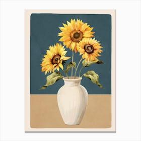 Sunflowers in a White Vase 2 Canvas Print