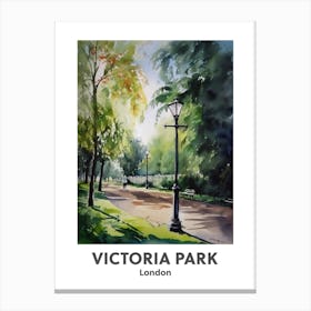 Victoria Park, London 4 Watercolour Travel Poster Canvas Print