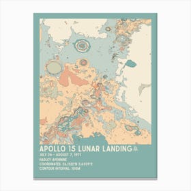 Apollo 15 Lunar Landing Site Vintage Moon Map Canvas Print