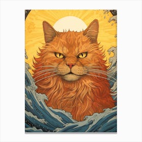 Ginger Cat, King Of The Stormy Ocean And The Burning Sun Canvas Print