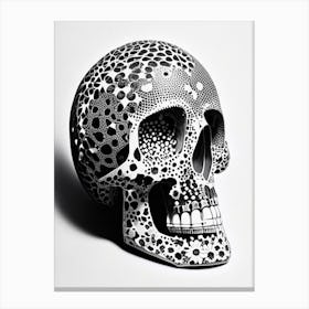 Skull With Terrazzo 3 Patterns Linocut Canvas Print
