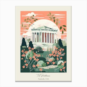 The Parthenon   Nashville, Usa   Cute Botanical Illustration Travel 4 Poster Canvas Print