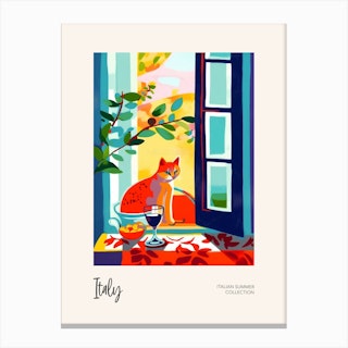 Cat On Window Matisse 2 Italian Summer Collection Canvas Print