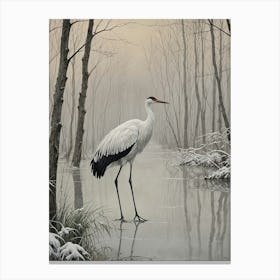 Stork In The Snow Canvas Print