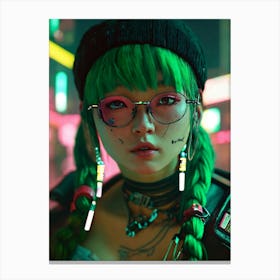 girl with green hair 1 Canvas Print