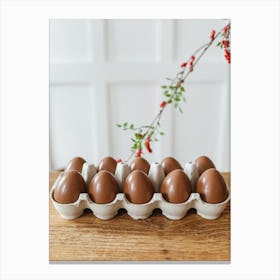 Chocolate Eggs In A Carton Canvas Print