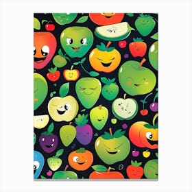 Cartoon Fruits Seamless Pattern Canvas Print