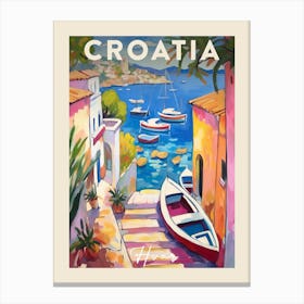 Hvar Croatia 2 Fauvist Painting  Travel Poster Canvas Print