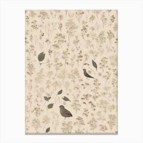 Beige And Brown Birds Canvas Print