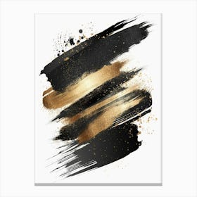 Gold And Black Brush Strokes 28 Canvas Print