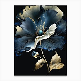 Elegant Blue Gold Flower Canvas Print