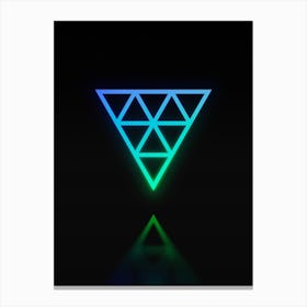 Neon Blue and Green Abstract Geometric Glyph on Black n.0148 Canvas Print