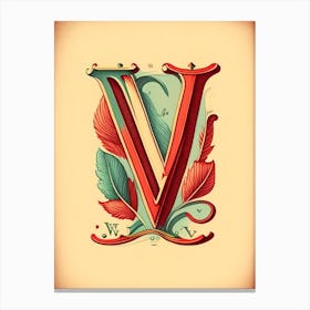 W, Letter, Alphabet Vintage Sketch 1 Canvas Print