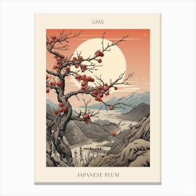 Ume Japanese Plum 1 Japanese Botanical Illustration Poster Canvas Print