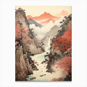 Shosenkyo Gorge In Yamanshi, Ukiyo E Drawing 3 Canvas Print