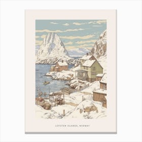 Vintage Winter Poster Lofoten Islands Norway 2 Canvas Print