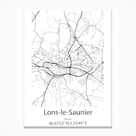 Lons Le Saunier,France Minimalist Map Canvas Print