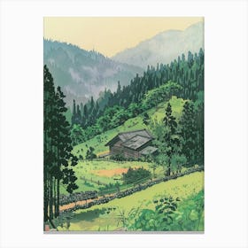 Tohoku Region Japan 3 Retro Illustration Canvas Print