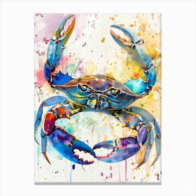 Crab Colourful Watercolour 3 Canvas Print