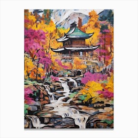 Autumn Gardens Painting Ginkaku Ji Japan 3 Canvas Print