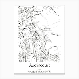 Audincourt,France Minimalist Map Canvas Print