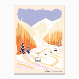 Poster Of Aspen Snowmass   Colorado, Usa, Ski Resort Pastel Colours Illustration 0 Canvas Print