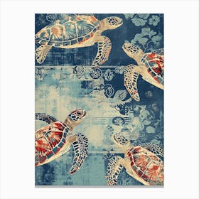 Sea Turtle Scrapbook Inspired Pattern Canvas Print