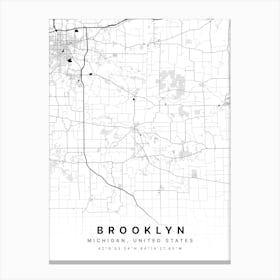 Brooklyn Michigan USA White Map Canvas Print