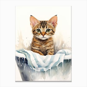 Begal Cat In Bathtub Bathroom 1 Canvas Print