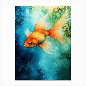 Goldfish Watercolor Painting Stampe su tela