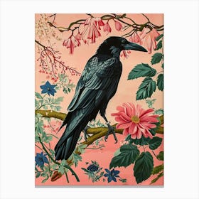 Floral Animal Painting Raven 1 Canvas Print