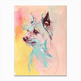 Chinese Crested Dog Pastel Line Watercolour Illustration  1 Canvas Print