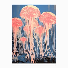 Comb Jellyfish Linoprint 4 Canvas Print