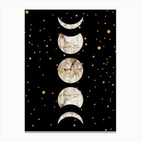 Moon Phases on Black Star Sky Art Print Leinwandbild