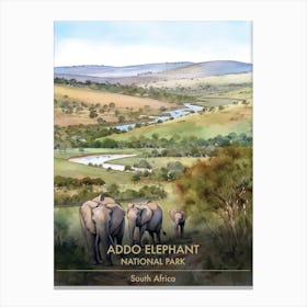 Addo Elephant National Park South Africa Watercolour 3 Canvas Print