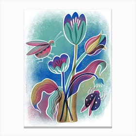 Jewel Colored Tulip Beetle Still Life Canvas Print