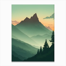 Misty Mountains Vertical Background In Green Tone 7 Canvas Print
