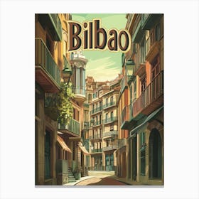 Aihrgdesign A Classic 1960s Travel Poster For Bilbao 2 Canvas Print