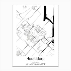 Hoofddorp,Netherlands Minimalist Map Canvas Print