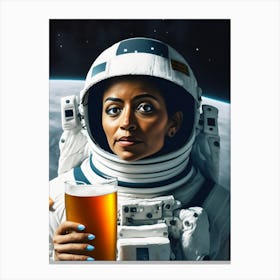 Space Explorer with a Glass of Beer. Canvas Print