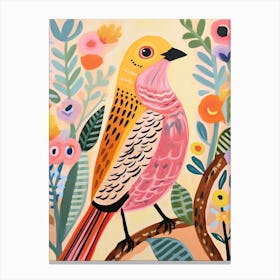 Pink Scandi Yellowhammer 1 Canvas Print